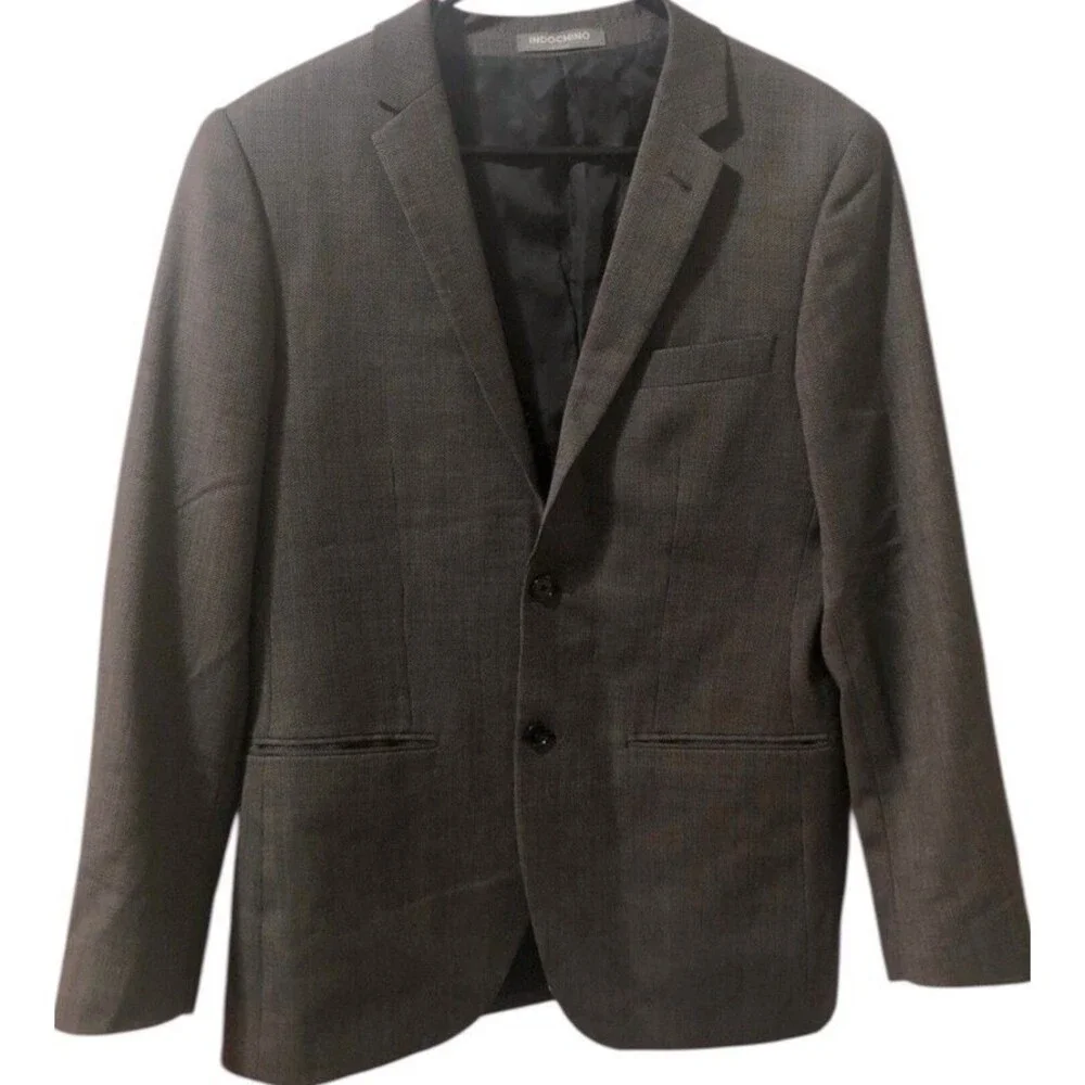 Indochino Men's 2 Button Wool Sport Coat Blazer Jacket Long Sleeve Size 40S Gray